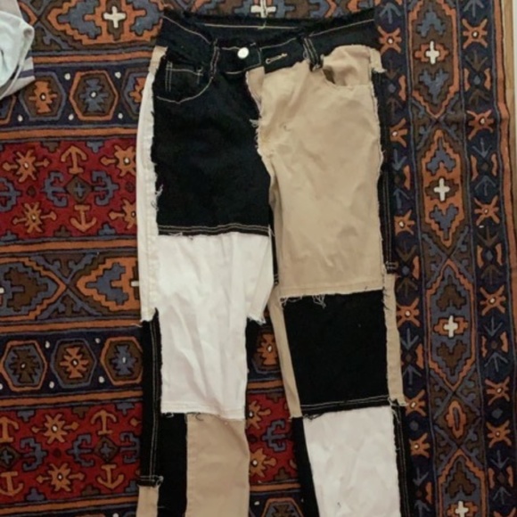 Brown, white and black patchwork denim never worn - Picture 7 of 9